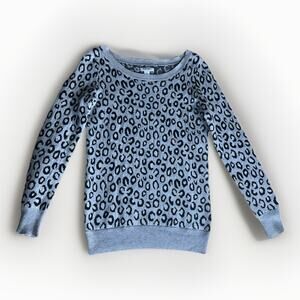 Old Navy Gray Leopard Print Sweater XS Women’s Long Sleeve Crewneck Knit Top